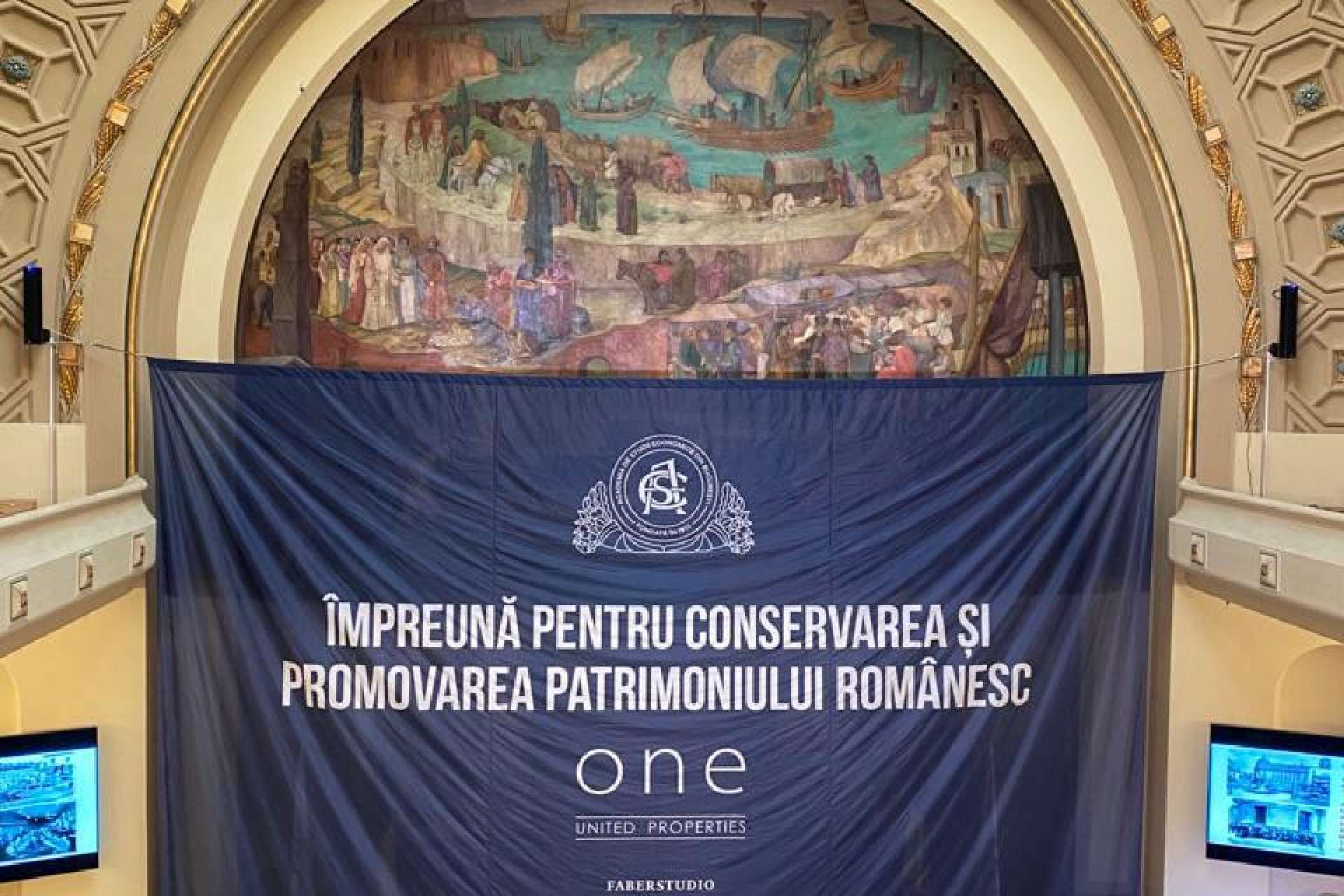 The restoration of the historic mural in the Hall of the Academy of Economic Studies was completed with the support of One United Properties