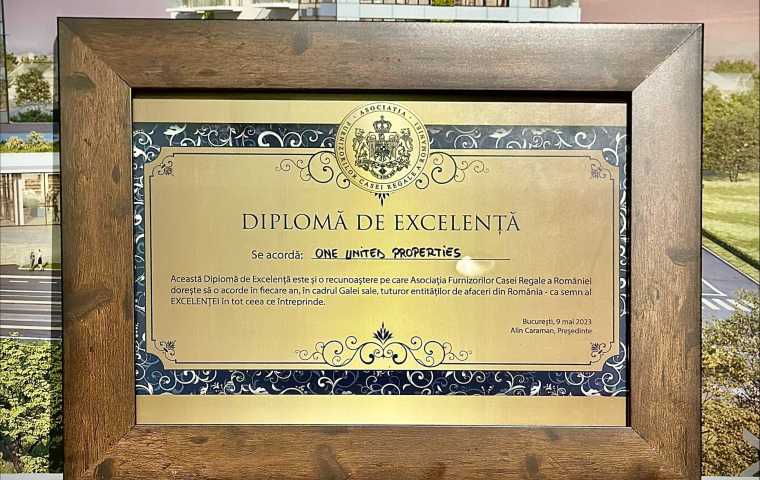 One United Properties received the diploma of excellence from the Association of Suppliers of the Royal House of Romania