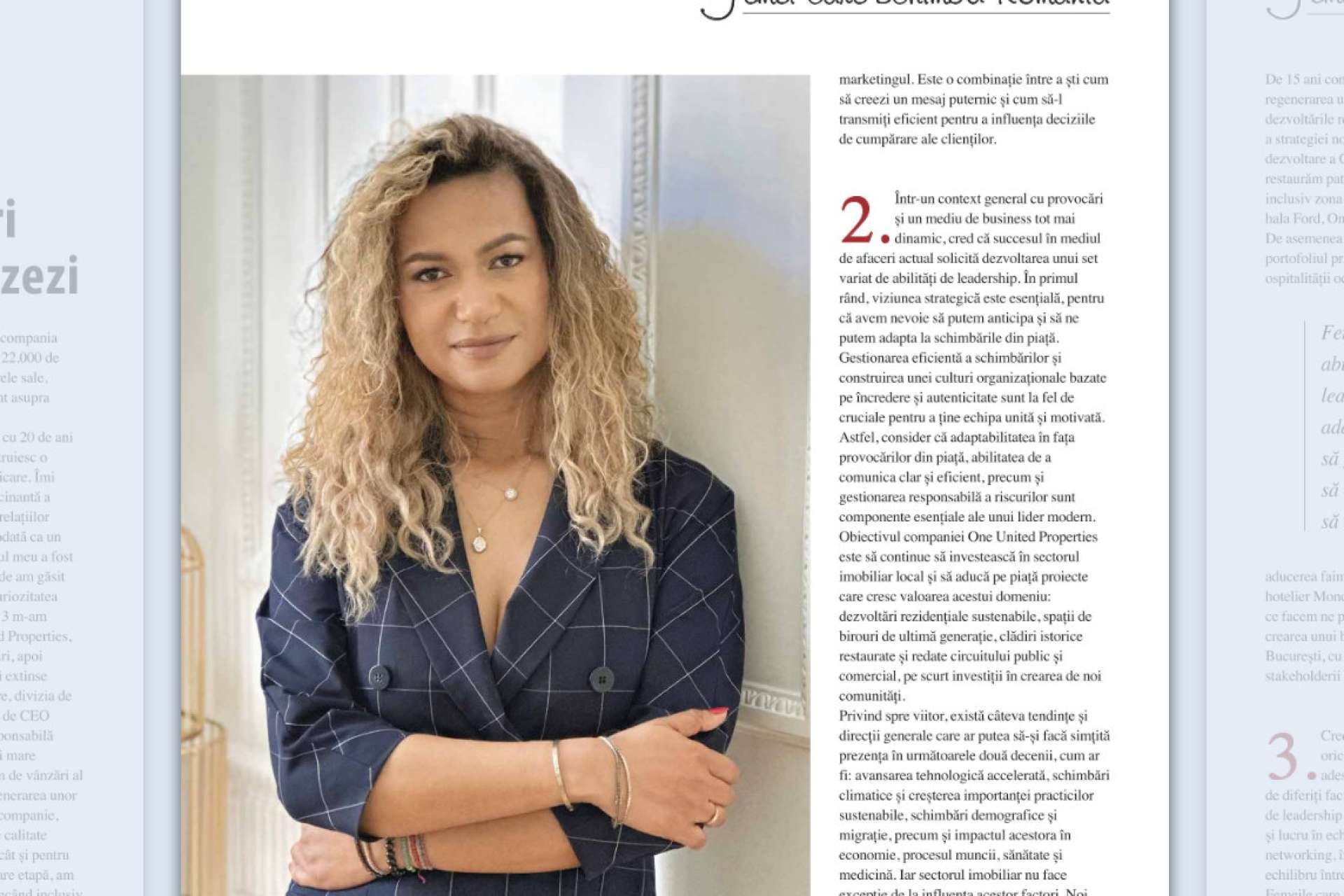 Beatrice Dumitrascu în ediția „Women Changing Romania” a revistei Piaţa Financiară