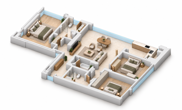 3 bedrooms · Type 2