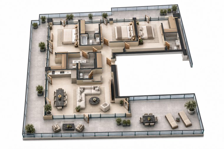 Penthouse with 3 bedrooms